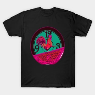 Funny Rooster Clock T-Shirt